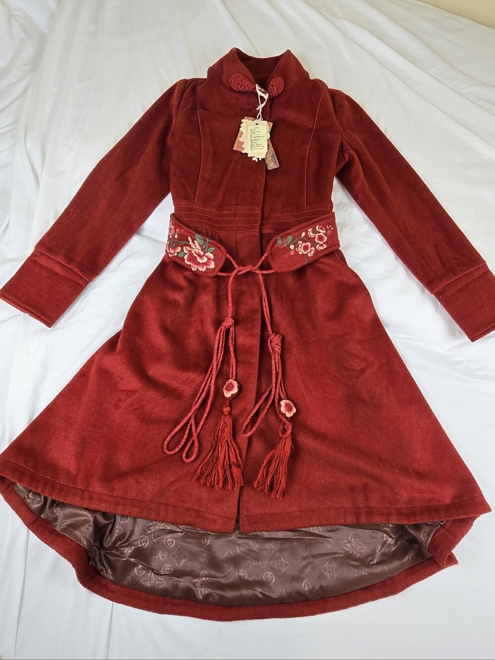 ARTKA Crazy in Life Red Embroidered Wool Blend Coat Women's Large NWT - Picture 4 of 14